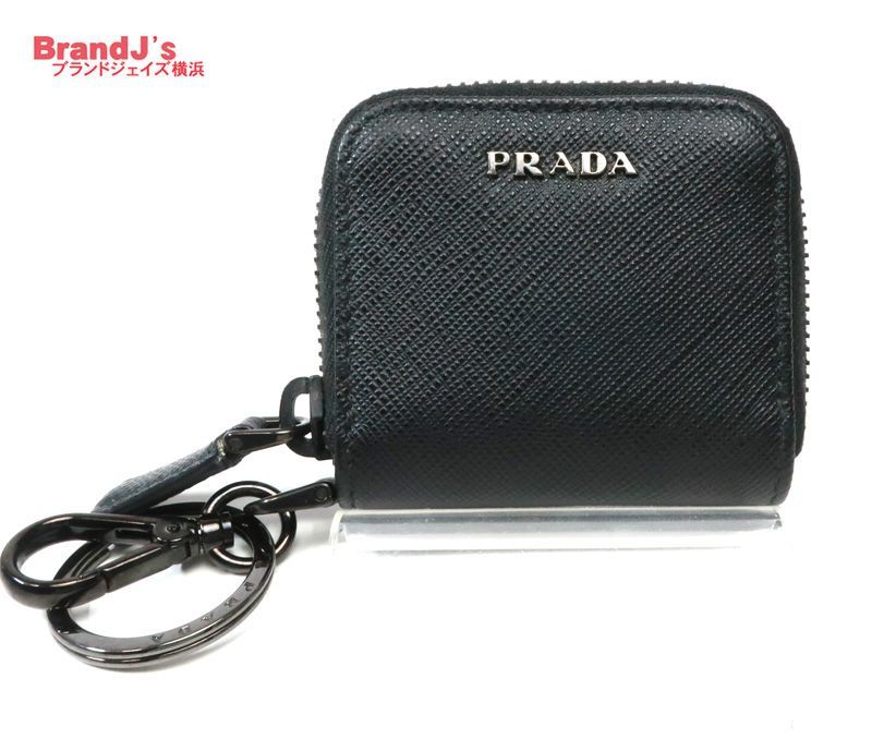 プラダ キーリング付き コインケース ラウンドファスナー 黒 ブラック PRADA 34309