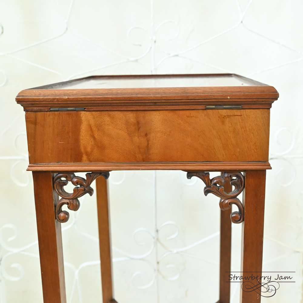 英国アンティーク木製サイドテーブル/オケージョナル机/飾り棚/花台(79