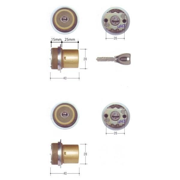 MIWA 美和ロック PRシリンダー LIXタイプ 全長40mm仕様 塗装ゴールド色 MCY-509 TE0 LIX 2個同一セット
