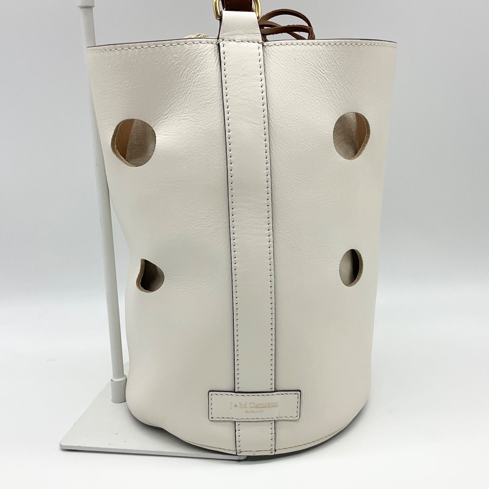 J&M DAVIDSON トートバッグ ホワイト ショルダー付き