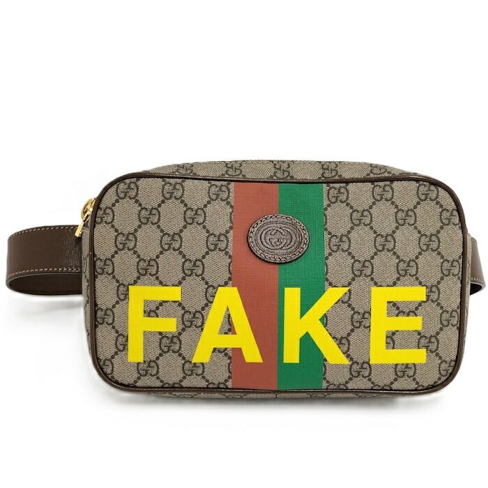 GUCCI ウエストバッグ FAKE NOT GGスプリーム レザー ベージュ マルチ 602695