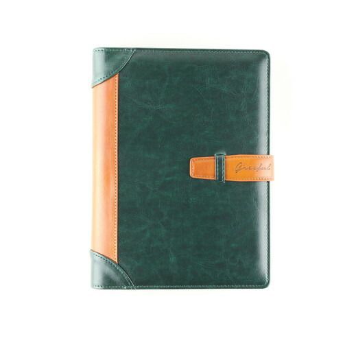 (まとめ）#日本出版販売 システムノート Ｇｒｅｅｆｕｌ Ｍ ダークグリーン×キャメル A5 641973 【×5セット】