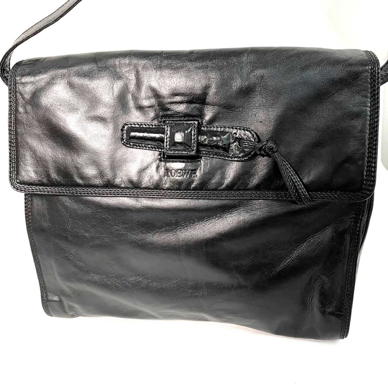 ロエベ LOEWE ナッパ レザー ショルダーバッグ ブラック - メルカリ
