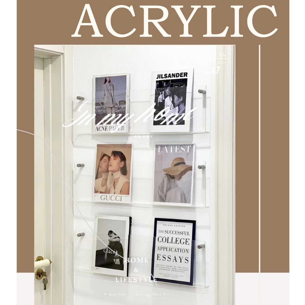 マガジンラック ウォールラック 壁 マガジンラック 2個set 幅60cm アクリル レコード 収納 ディスプレイラック 収納ラック 雑誌 薄型 ins風 透明 おしゃれ WP-67BL 2枚組 壁掛け 大 棚 nj-0326-0328（商品番号：15-nj