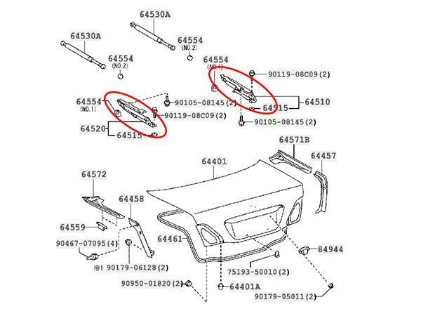 トヨタ 純正 セルシオ トランク ヒンジ ラゲージ コンパート メント ドア 左右セット UCF31 30 LS430 検 キャリパー ウッドパネル  マフラー T315