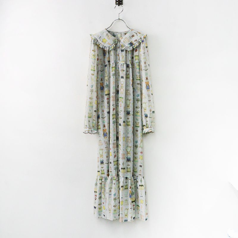 yukiemon ノースリーブ ワンピース M テキスタイル 着せ替え yukiemon ユキエモン 着せ替え柄ノースリーブ ワンピース