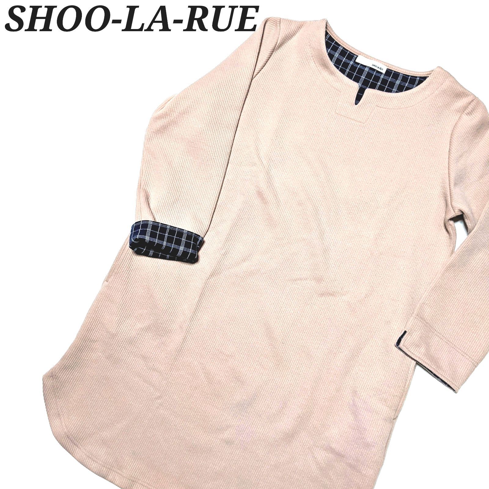 SHOO-LA-RUEシューラルー 長袖チュニック ピンク 内側チェック Lサイズ