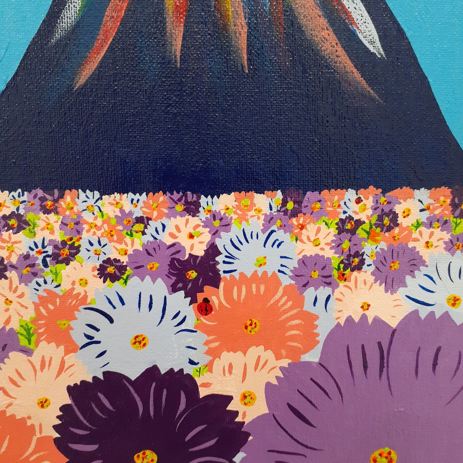 ハッピー三の倉高原ひまわり畑 F30号キャンバス アクリルガッシュ 小楠