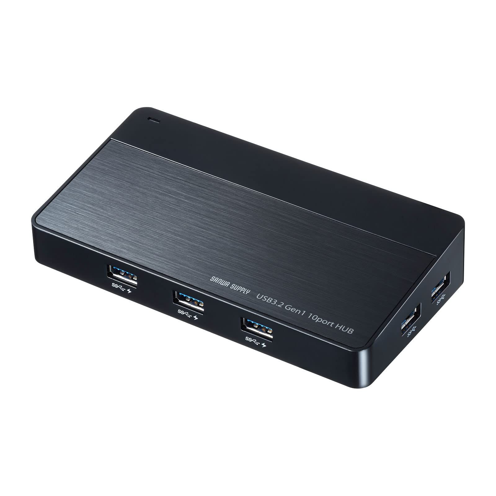 サンワサプライ USB3.2Gen1 10ポートハブ USB-3H1006BK ブラック 10ポート