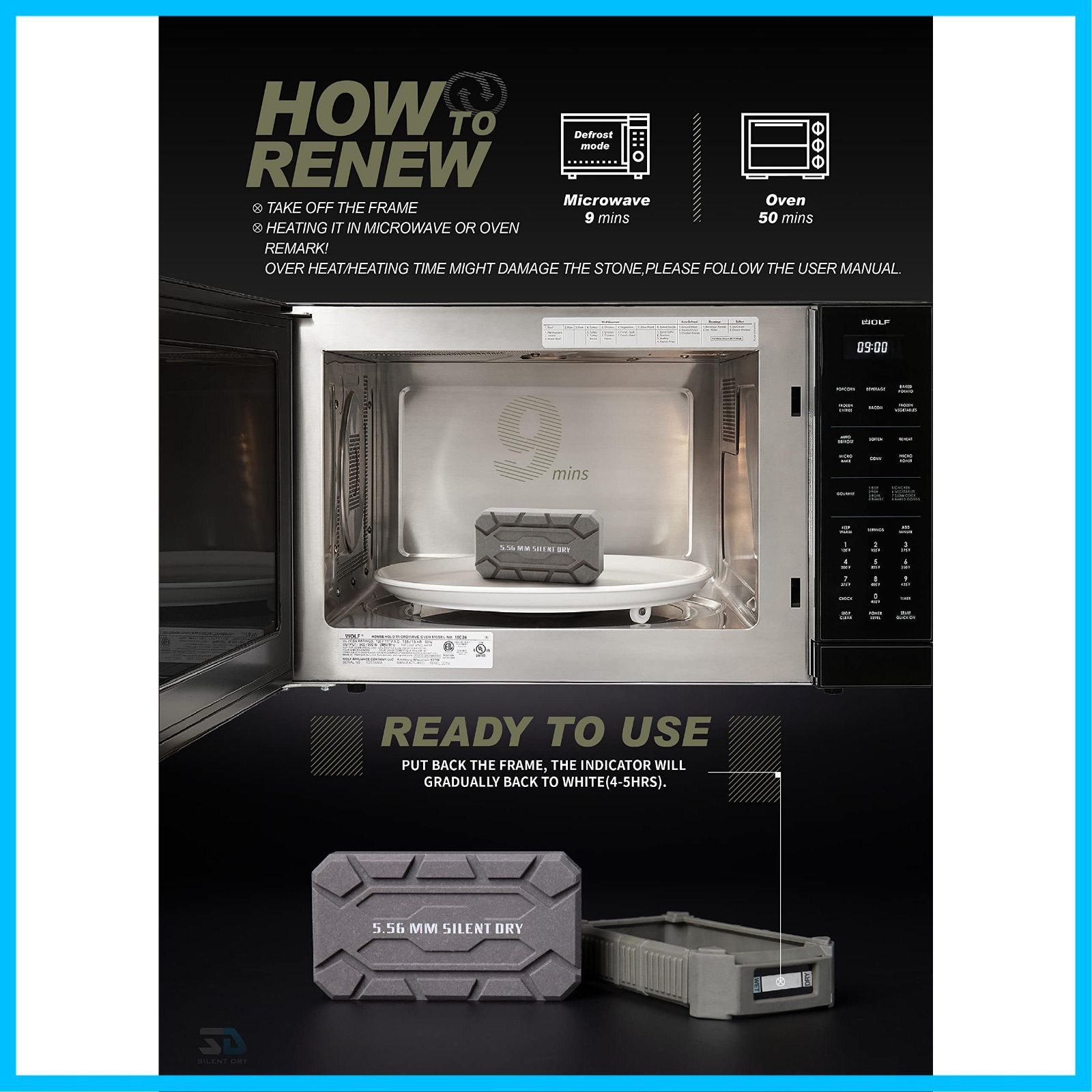 手のひらサイズ 1個120gで20リットルの空間を30日除湿 コンパクト パイオニア エコ 強力除湿 ミリタリー 乾燥剤 除湿剤 繰り返し使える ブラック 半永久強力除湿石 PIONEER SILENTDRY SKLAD-KIRPICHA_RU