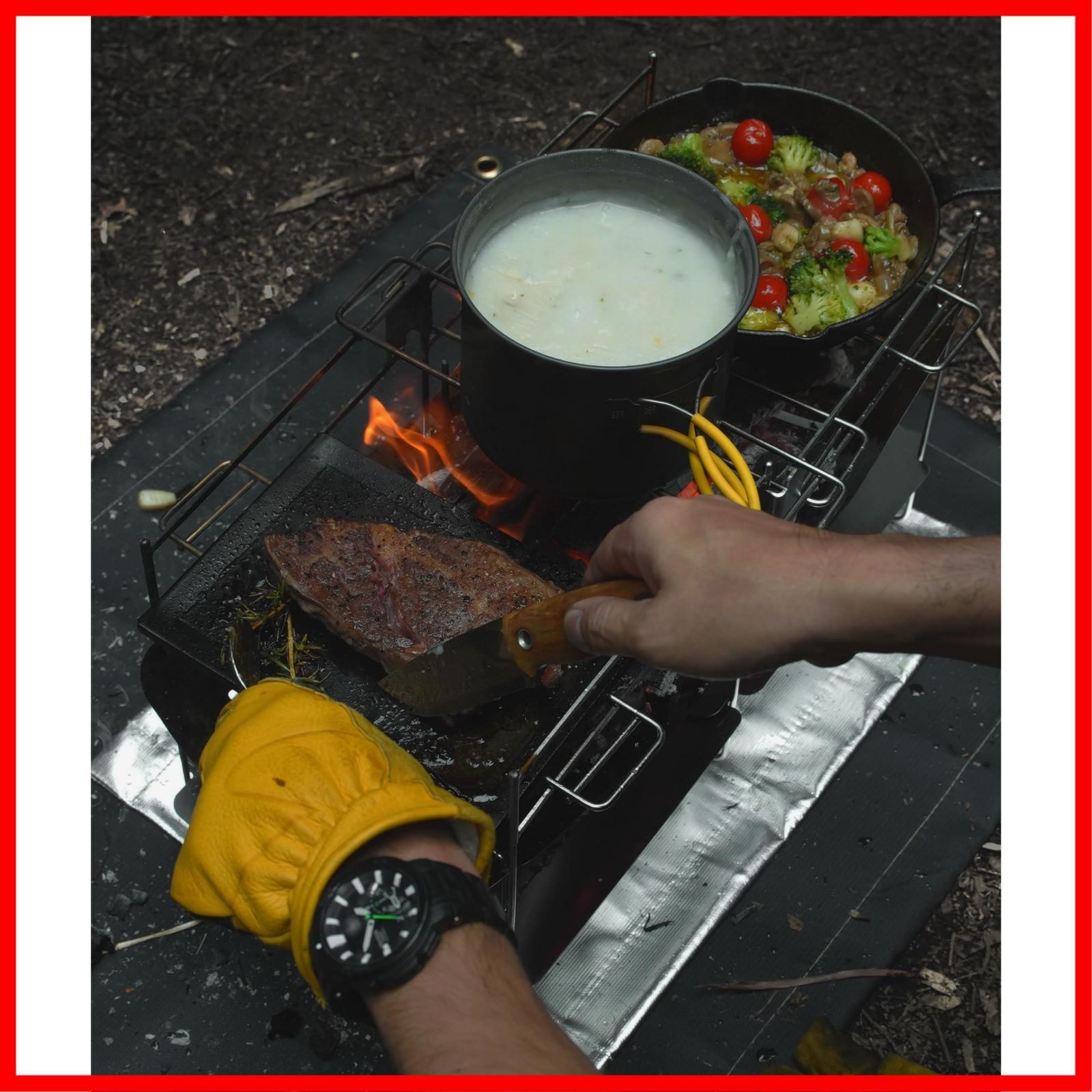 数量限定】(五徳(2本セット）) 収納袋付 ステンレス製 焚き火 ソロ