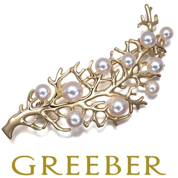 ミキモト ブローチ ベビーパール 真珠 3.5-5.0mm サンゴモチーフ K18YG 174659