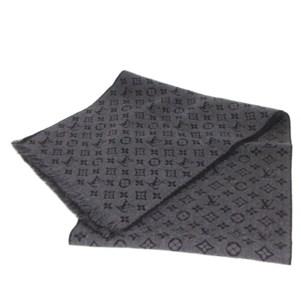ルイヴィトン LOUIS VUITTON モノグラム エシャルプ クラシック マフラー ストール フリンジ ウール M78526 黒 ブラック 小物