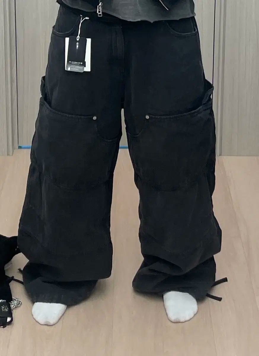 1 ノンノッド ダブルニー ヴィンテージブラック パンツ