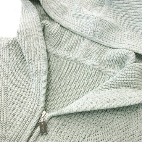 フォクシー FOXEY 42848 Cardigan Stream フーディ ニット パーカー ジップアップ ローゲージ コットン シルク混 絹混 40 緑 グリーン フォクシー FOXEY 42848 Cardigan Stream フーディ ニット