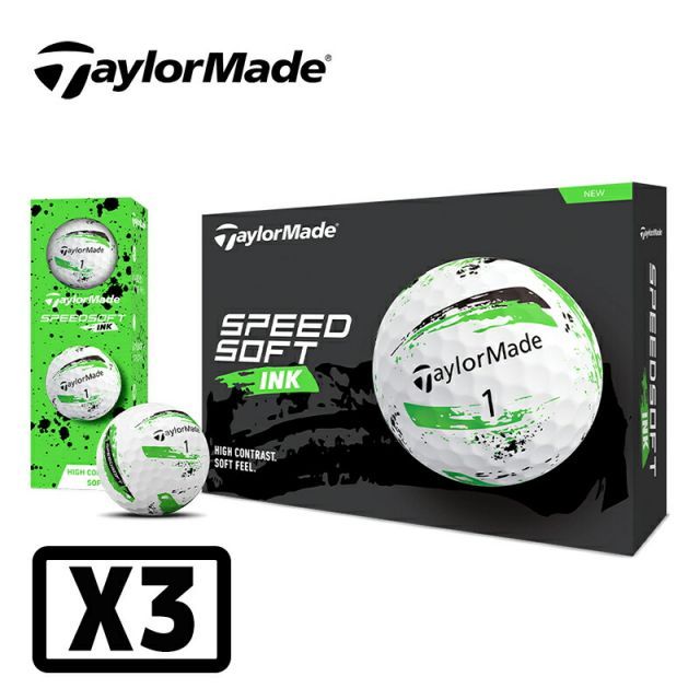 テーラーメイド スピードソフト インク ゴルフボール グリーン 3ダース 36個入り 2025年モデル TailorMade SPEED SOFT INK BALL