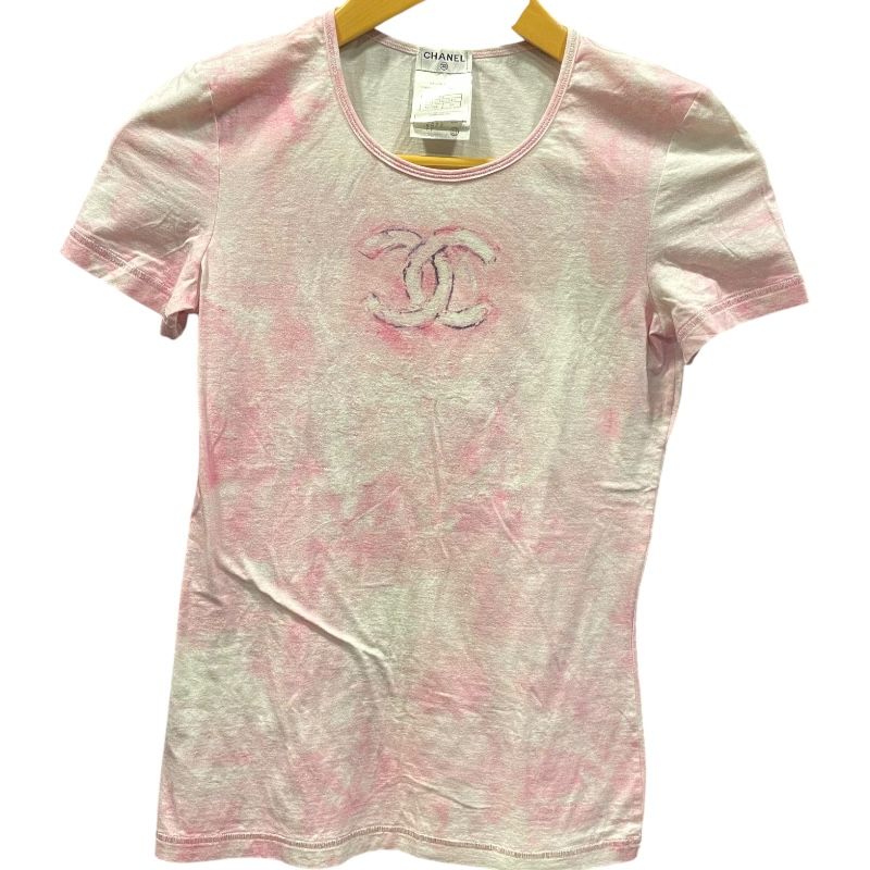 シャネル CHANEL ココマークタイダイTシャツ P34611 ピンク コットン レディース 半袖Ｔシャツ