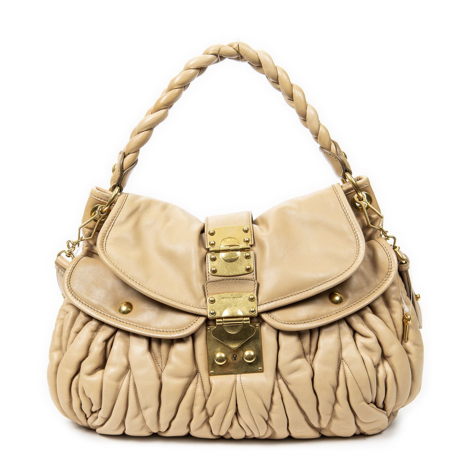 MIU MIU ミュウミュウ2WAY ホーボーバッグタンマトラッセレザーA