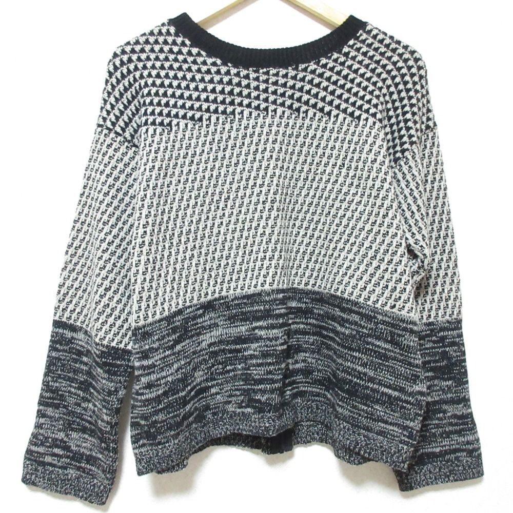 美品 WEEKEND Max Mara ウィークエンドマックスマーラ ノーカラー ジップ ニットジャケット カーディガン L ブラック×グレー レディース 古着 中古 美品 WEEKEND Max Mara ウィークエンドマックスマーラ ノー