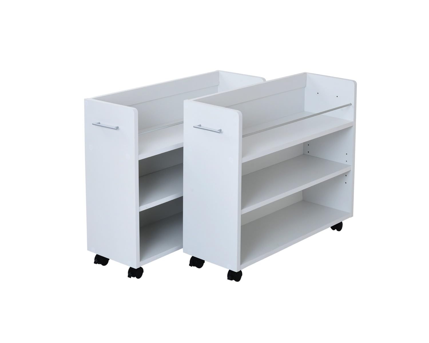 新着商品 JKプラン 押入れ ラック 収納 ラック 本棚 2個セット 幅26.5 奥行78 .5 キャスター付き 隙間 ワイド ワゴン 棚 3段 大容量 CD DVD 本 漫画 整理 押し入れ収納 スライド RESGT0137WH