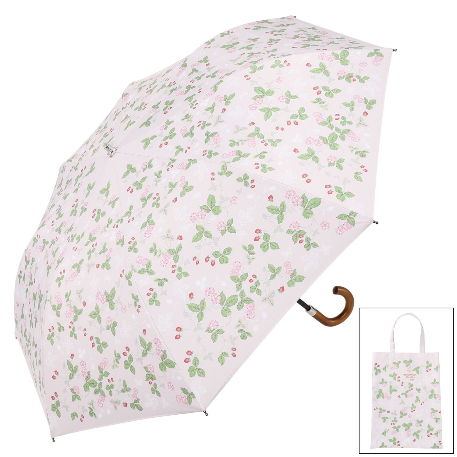 WEDGEWOOD ウェッジウッド 楽折り 晴雨兼用折りたたみ日傘 収納バッグ付 スモーキーピンク ￥12 100-
