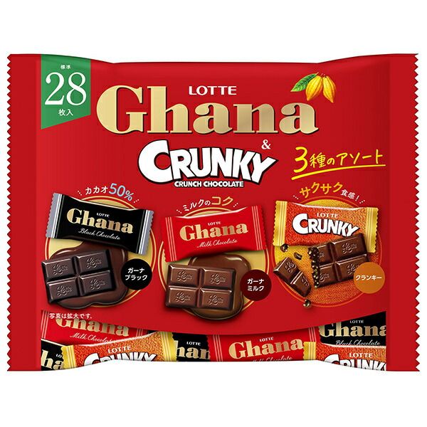 ロッテ ガーナ-クランキー シェアパック 105g×20袋入｜ お菓子 チョコ CRUNKY Ghana