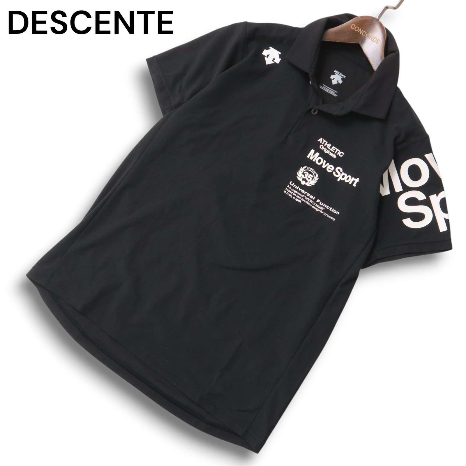 美品　DESCENTEゴルフ　半袖　ポロシャツ　速乾　ブラック　黒　Ｌ デサントゴルフ（DESCENTEGOLF）（メンズ）ゴルフウェア 吸汗速