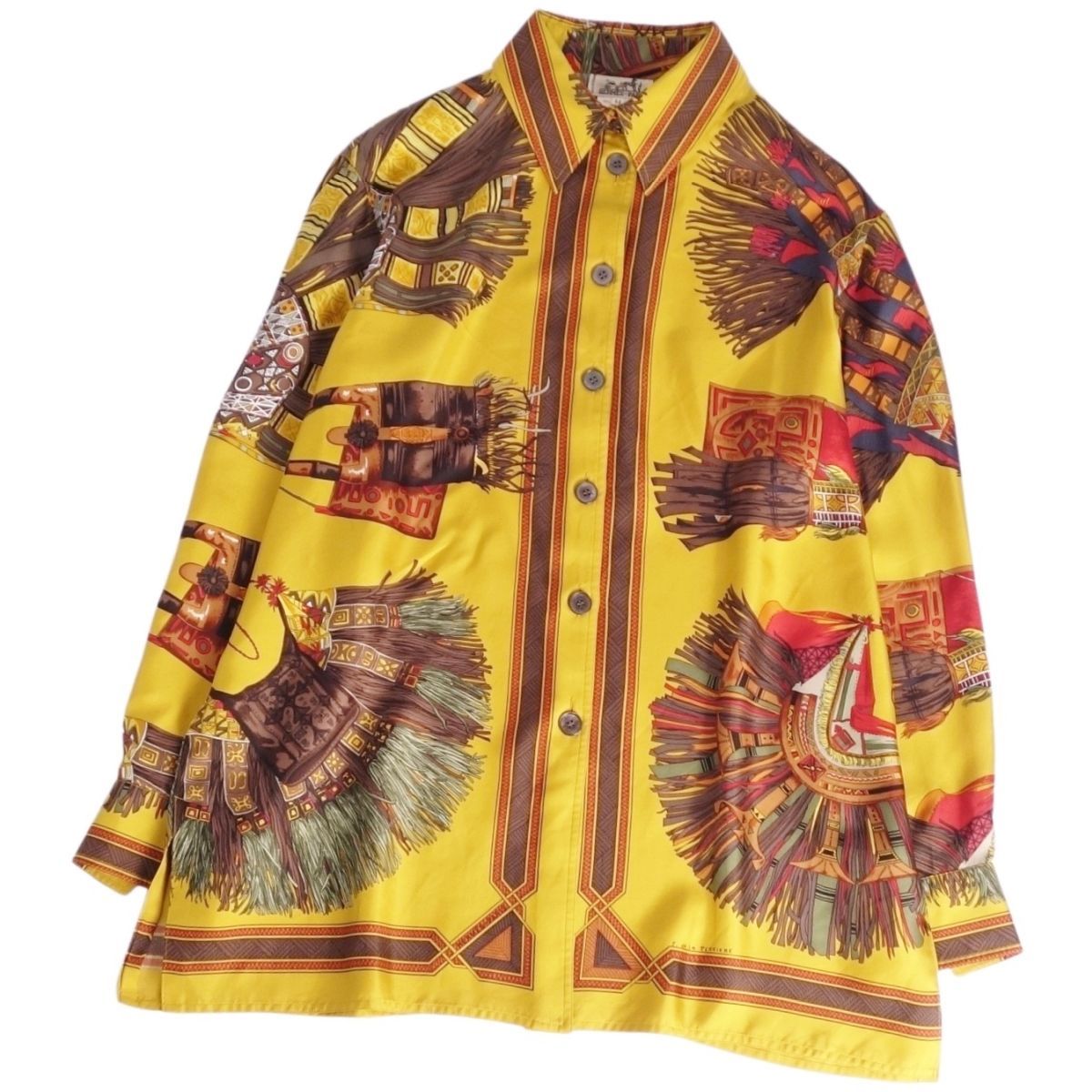 美品】Vintage エルメス HERMES 転じ シャツ ブラウス ロングスリーブ  