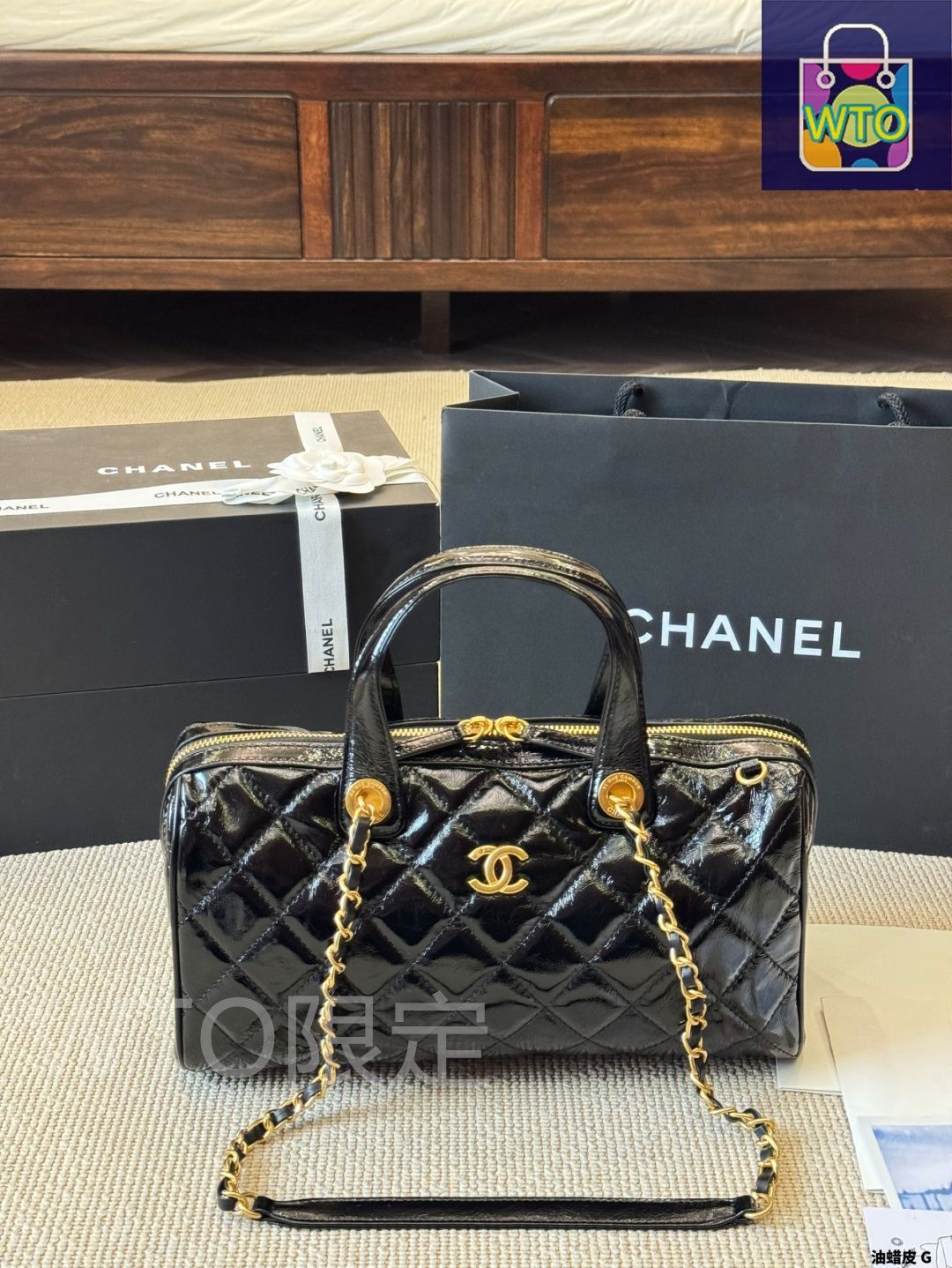 今日特価】Chanel シャネル 25Aボウリングバッグ 油?皮素材で