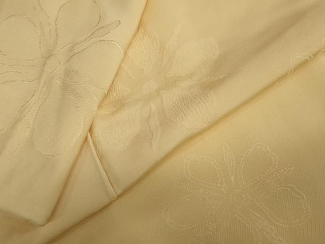 平和屋着物●上質な色無地 舞花地紋 萱草色 正絹 DAAY5415ud