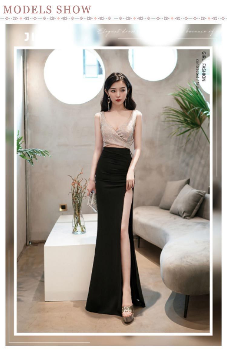 ロングドレス キャバ ドレス ロング 胸元 Vネック キャミ タイト 大人