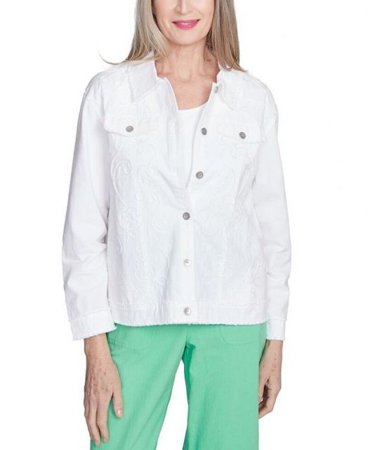 【送料無料】 アルフレッド ダナー レディース ジャケット・ブルゾン アウター Petite Rise & Shine Soutache Fringe Trim Jacket White