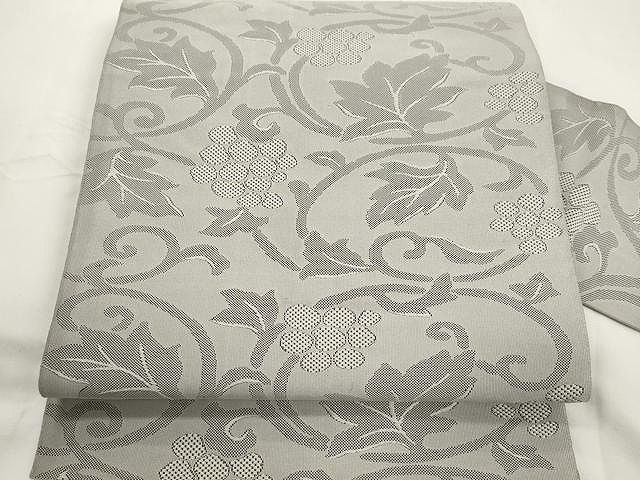 平和屋着物●綴れ　八寸名古屋帯　葡萄蔦の葉文　正絹　逸品　CAAX9525yk 平和屋着物○綴れ 八寸名古屋帯 葡萄蔦の葉文 正絹 逸品 CAAX9525yk