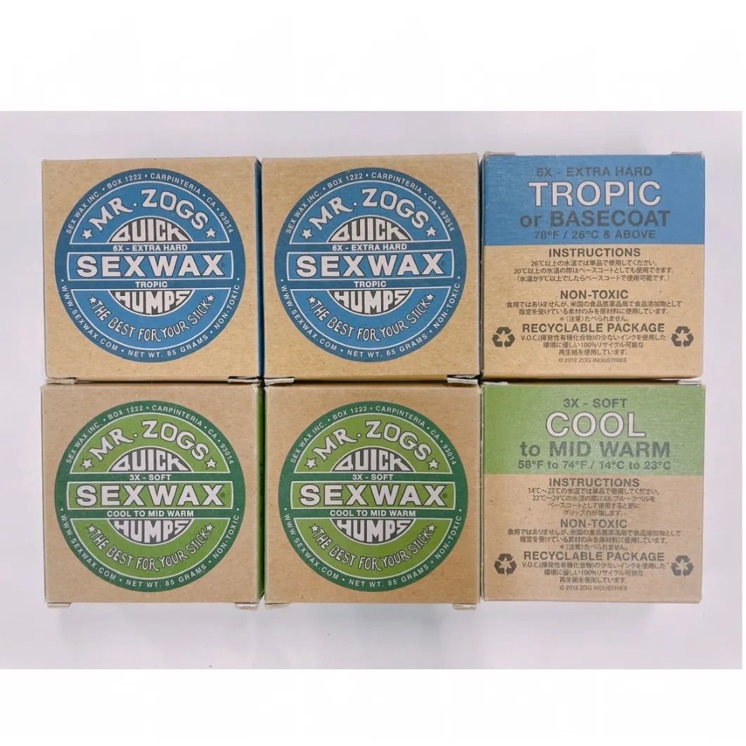 SEX WAX サーフィン ワックス 【真夏用orベースコート ×3＋冬用×3