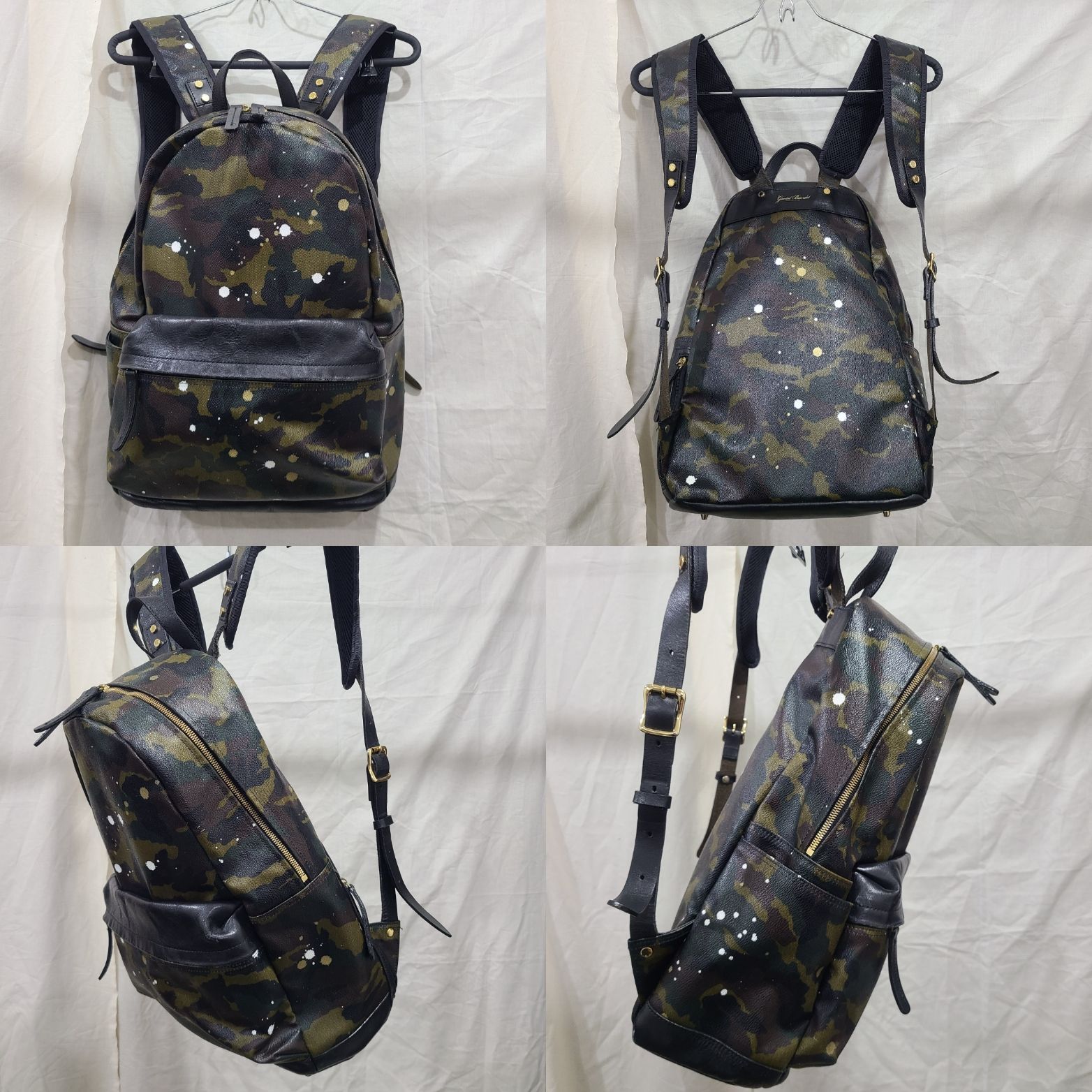GENTILBANDIT 迷彩リュック GENTILBANDIT ジャンティバンティ 迷彩 レザー バックパック 本
