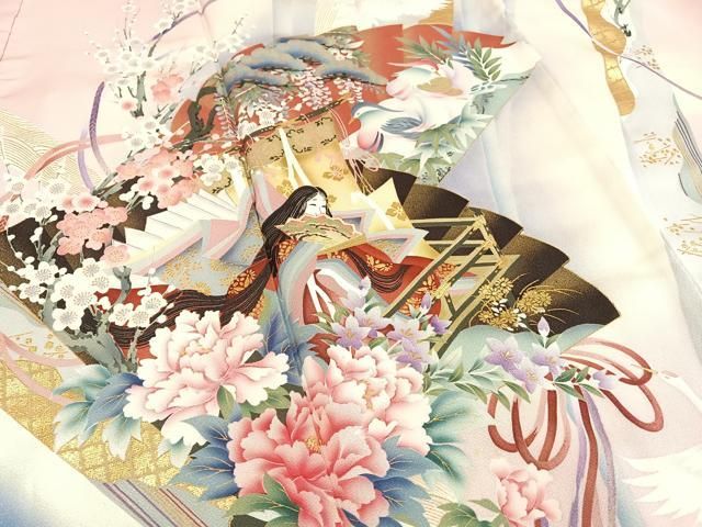 華やかな花柄の着物　振袖　舞花文　暈し染め　洗える着物★　大衆演劇 華やかな花柄の着物 振袖 舞花文 暈し染め 洗える着物☆ 大衆演劇