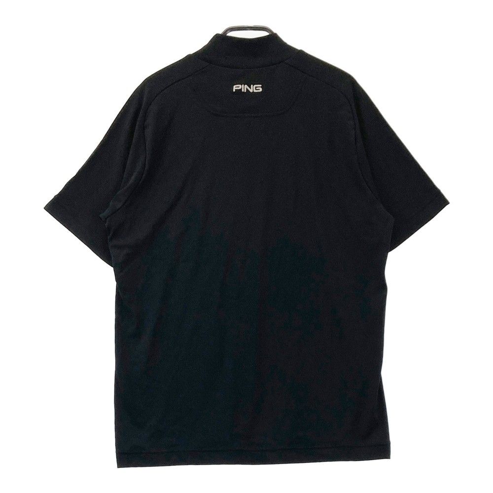 サイズ：M PING ピン モックネック 半袖Tシャツ ブラック系