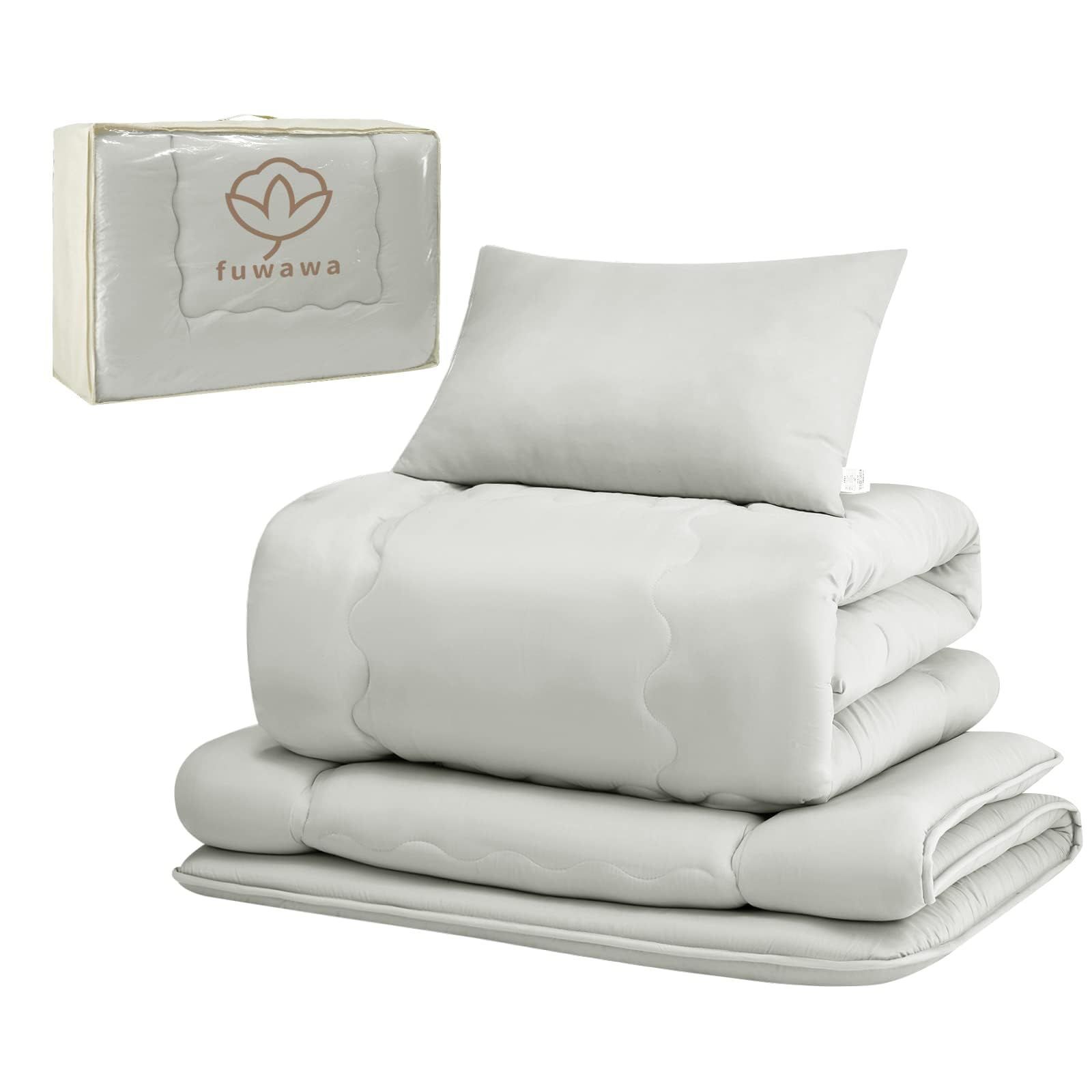 新着商品 ピーチスキン加工 ホコリが出にくい 寝具セット 組布団 アレルギー対策 収納ケース付き 枕 敷布団 高密度固綿入り三層 一年中使える 掛布団 中綿1.6kg ボリューム増量 ふとんセット グレー 洗える 防臭 SEK認証 4点セット 100