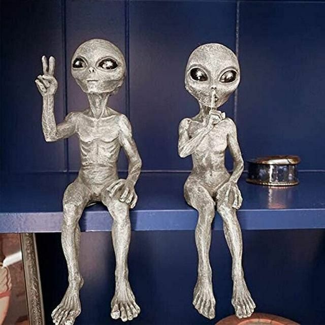 オブジェ 宇宙人 置物 アンティーク 2体セット グレイ 異星人