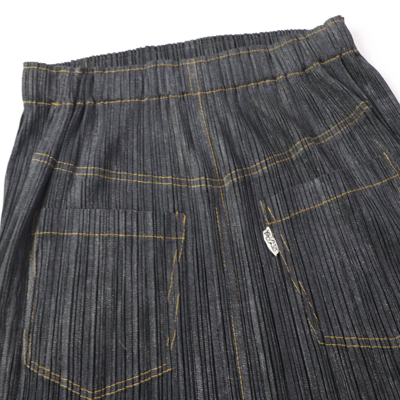 プリーツプリーズ イッセイミヤケ デニム 転写 ミニスカート 美品