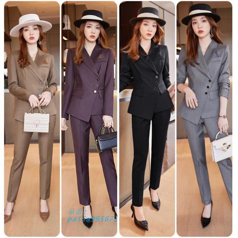 スーツセット レディース パンツセット 20代30代40代 事務服 スーツジャケット ロングパンツ ビジネススーツ オシャレ 着痩せ セットアップ カジュアル pai5a995671