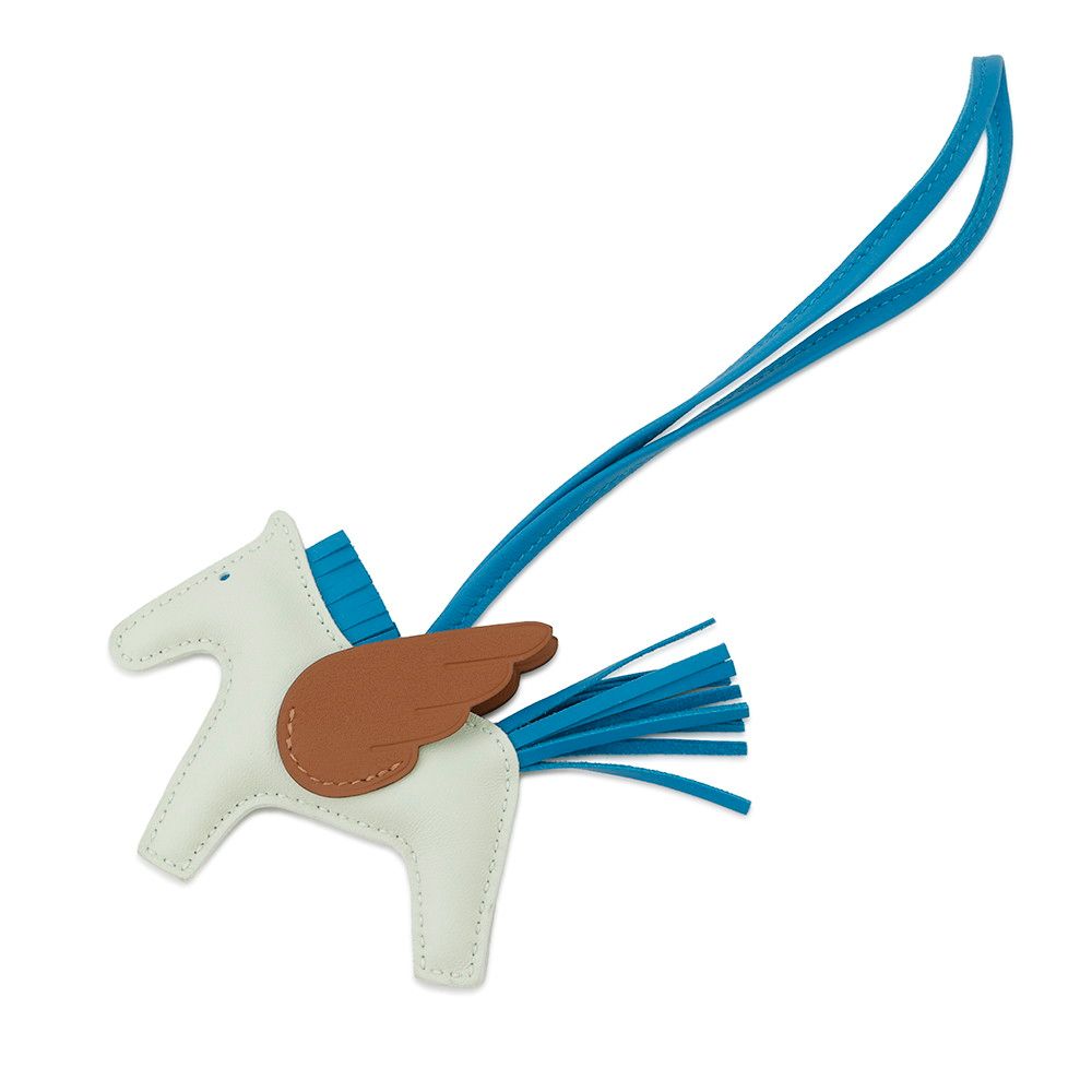 エルメス バッグチャーム ロデオPM ペガサス ヴェールフィズ|ゴールド|ブルーザンジバルラムスキン W刻印