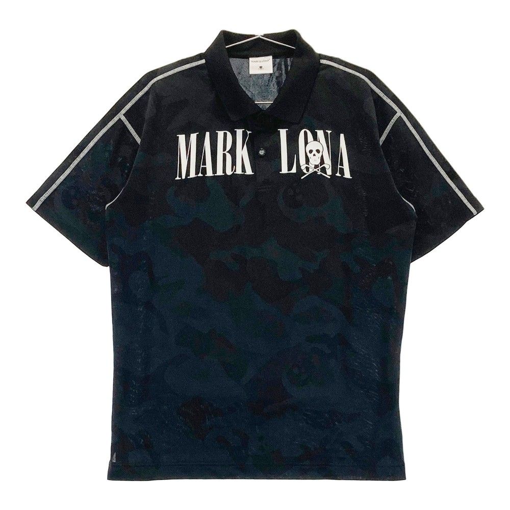 マークアンドロナ MARK LONA ポロシャツ ゴルフ 半袖 ロゴ 総柄 スカル