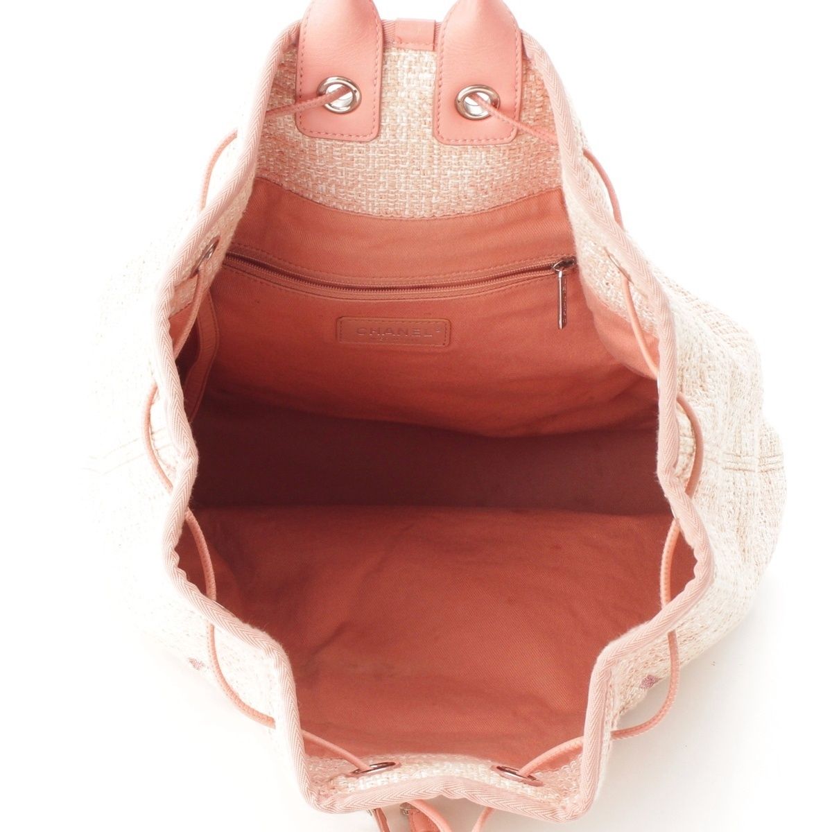 シャネル ドーヴィル ツイード ロゴ レザー チェーン リュック