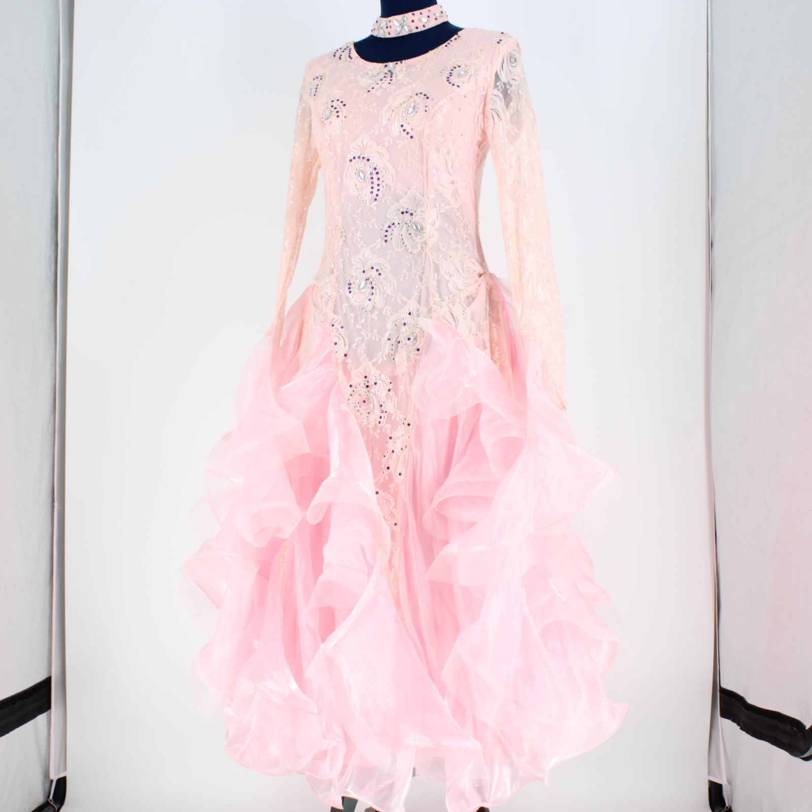 送料無料』ワンピース ドレス ピンク チョーカー レース ライン