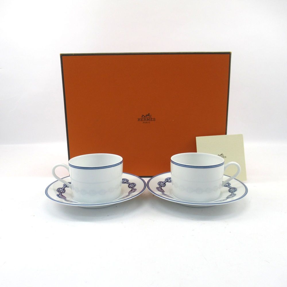 HERMES エルメス シェーヌダンクル ブルー カップ&ソーサー HERMES エルメス シェーヌダンクル ブルー カップ&ソーサー