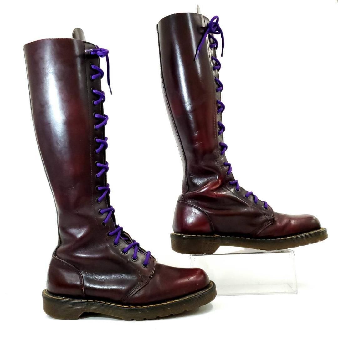 ドクターマーチン　ホワイト社　イングランド製　20ホール　バーガンディ　UK４ ドクターマーチン ホワイト社 イングランド製 20ホール バーガンディ