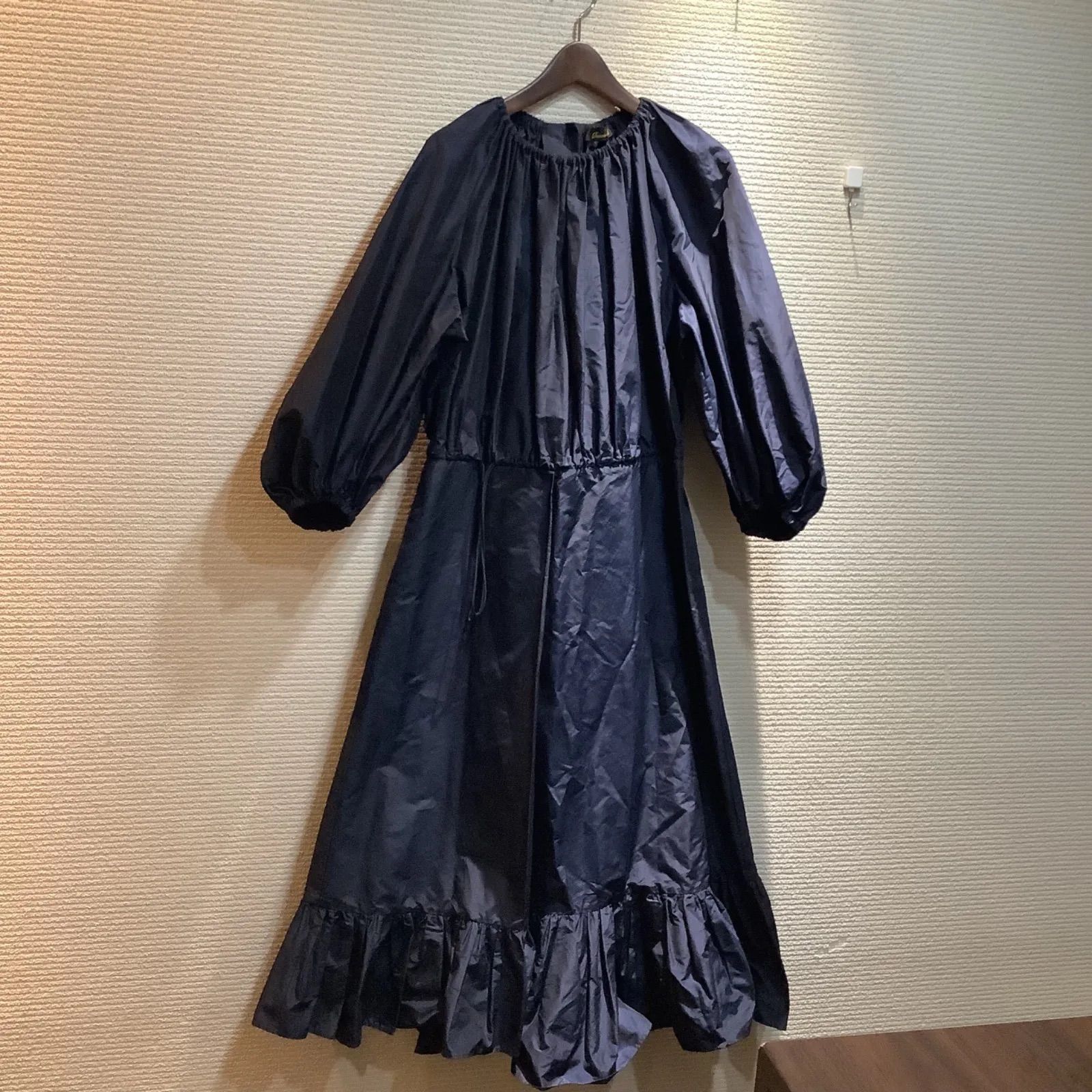 drawerドゥロワー コットンバルーンロングワンピース ネイビー36  