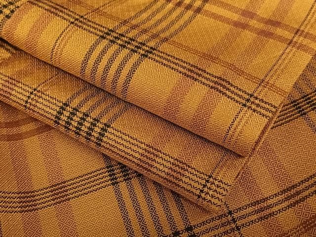 平和屋着物○本場黄八丈 まるまなこ 変わり格子 正絹 逸品 DAAS3916ps