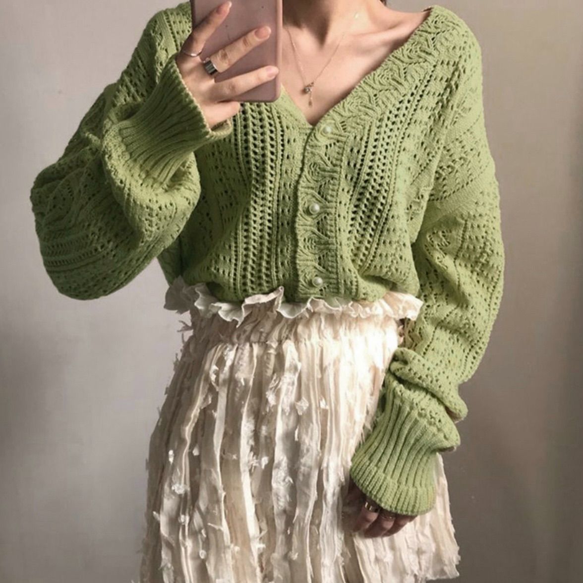 レース編み カーディガン ニット vネック 春服 レトロ おしゃれ レース編み カーディガン ニット vネック 春服 レトロ おしゃれ
